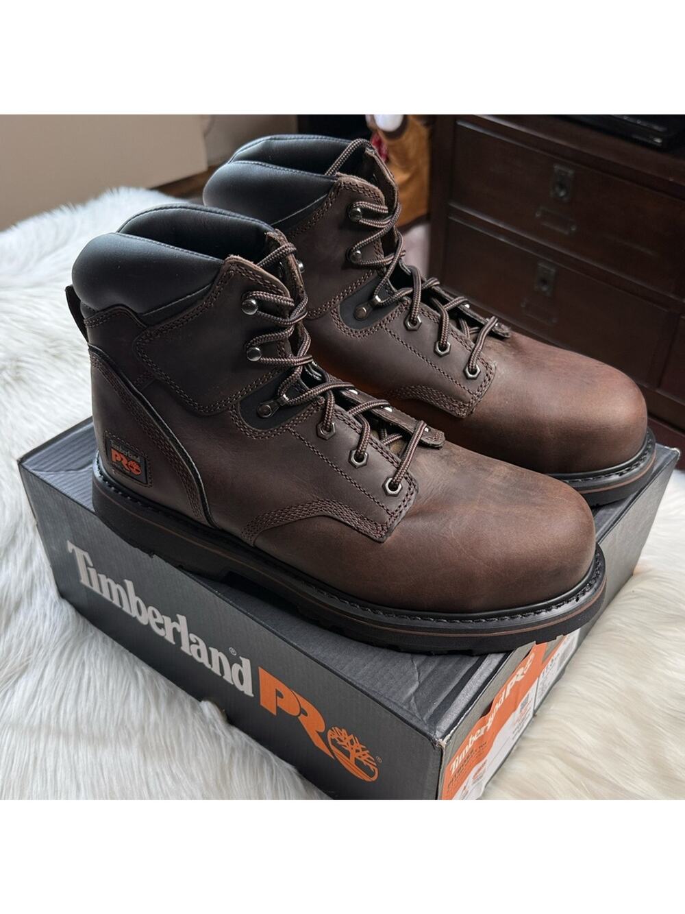 Timberland PRO Pit Boss 6” Dark Brown Leather Steel Toe Boots